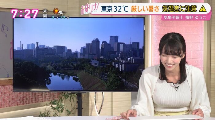 Weather forecaster Yuko Tsubakino's huge breasts knit boobs are too erotic 3th image