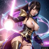 Colossal breasts Yin Kya sister's magical girl costume image – A realistic image of the result of asking the big breasts Yin Kya sister to take a bath with her AI Generated