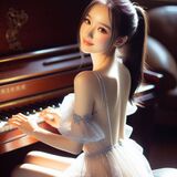 彈鋼琴的妹子 AI Generated