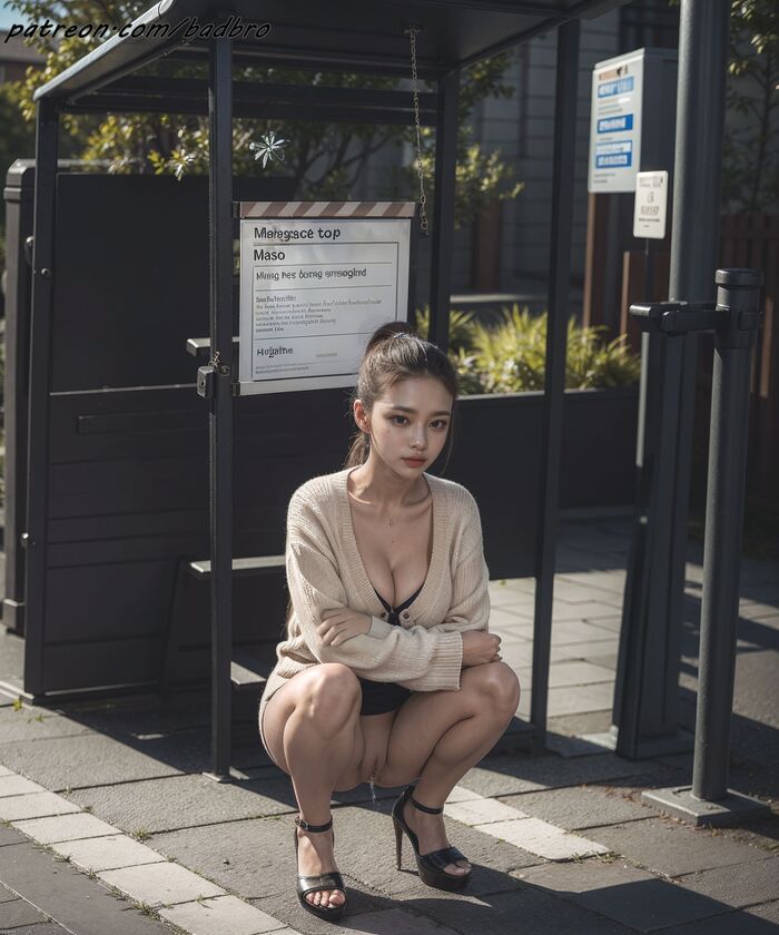 badbro_Exhibitionism bus stop peeing AI Generated 17th image