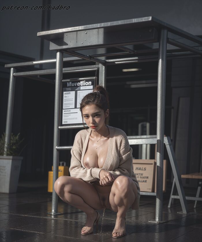 badbro_Exhibitionism bus stop peeing AI Generated 6th image