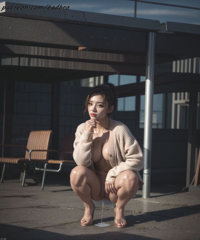 badbro_Exhibitionism bus stop peeing AI Generated 9th image