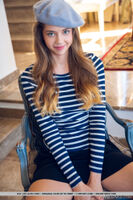 Charming teen Kay J flashes her polkadot underwear before getting bare naked (18P)
